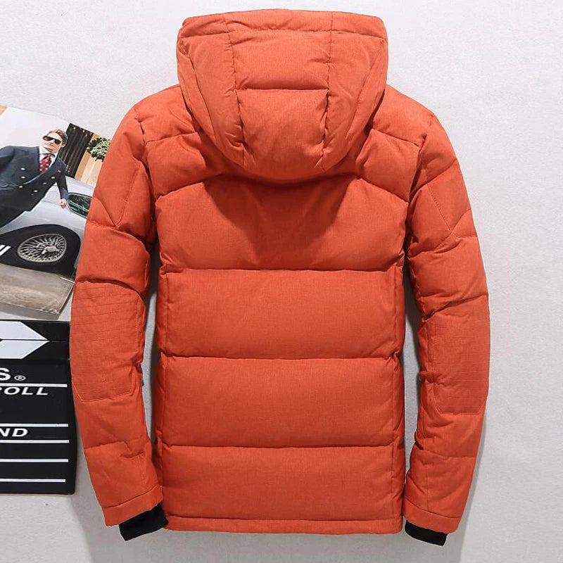 Chaqueta de plumón de 20 grados para hombre, parka de invierno para hombre, chaqueta de plumón de pato blanca con capucha para exteriores, abrigo de nieve acolchado grueso y cálido de gran tamaño M-4XL