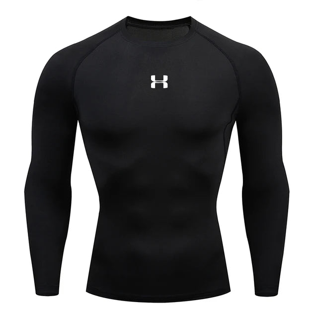 Homens correndo compressão camiseta mangas compridas esporte t ginásio de fitness moletom masculino jogging treino homme camisa atlética topos