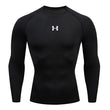 Homens correndo compressão camiseta mangas compridas esporte t ginásio de fitness moletom masculino jogging treino homme camisa atlética topos