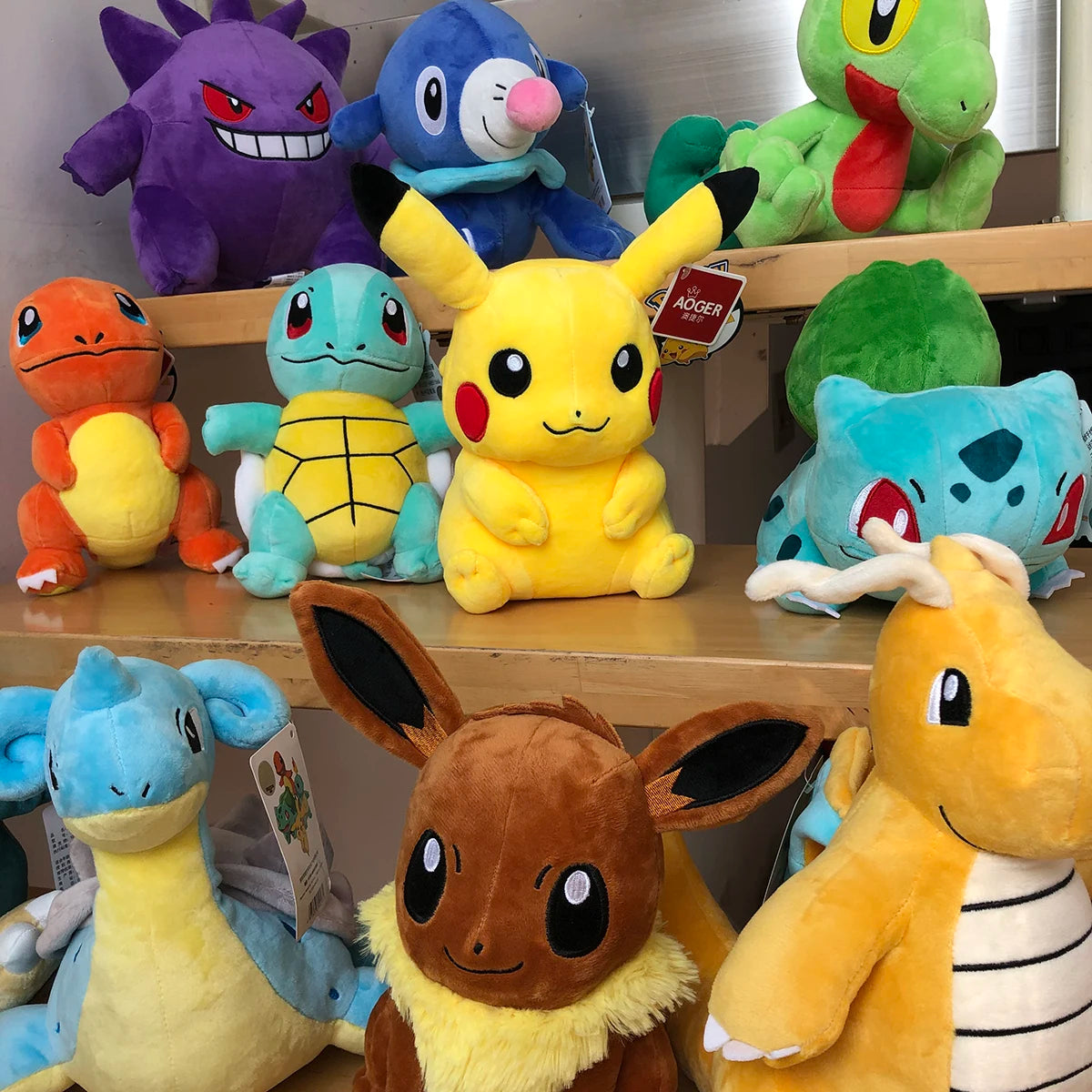 Peluche de Pokémon de alta calidad con etiqueta, dibujo animado de Pikachu, Charmander, Squirtle, Bulbasaur, muñeco de peluche, regalo para niños.