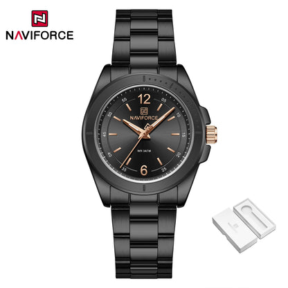 NAVIFORCE Women Watches Stainless Steel Sports Fashion Watch Waterproof Ladies Classic Wrist Watch Simple Luminous Girl Clock