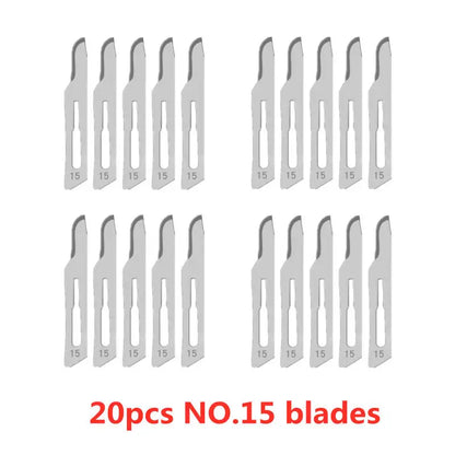 20-100pcs NO.10-15C Carbon Steel Carving Metal Scalpel Blades Handle DIY Cutting Repair Animal Surgical Knife Tool Box Non Slip