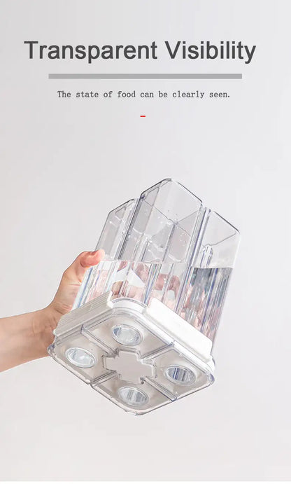 Dispensador de cereales de 3 l, contenedor sellado de cuatro compartimentos, resistente a la humedad, apilable, para refrigerios, café y granos, organizador de cocina.
