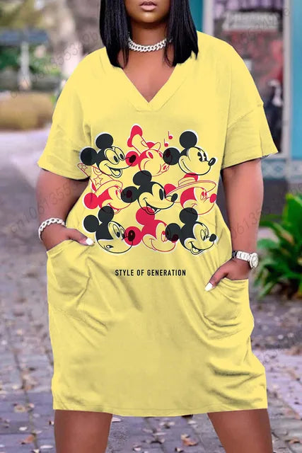 Disney-elegantes vestidos longos femininos, roupas de mulher, chique grande, verão, plus size, 2024