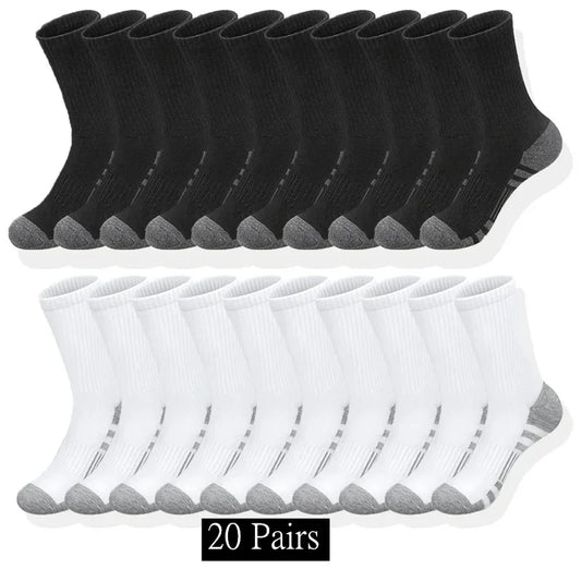 10/20/30 Pairs Men's Classic Crew Socks Unisex Sports Socks for Men Running Basketball Anti-slip Outdoor Breathable Man Socks