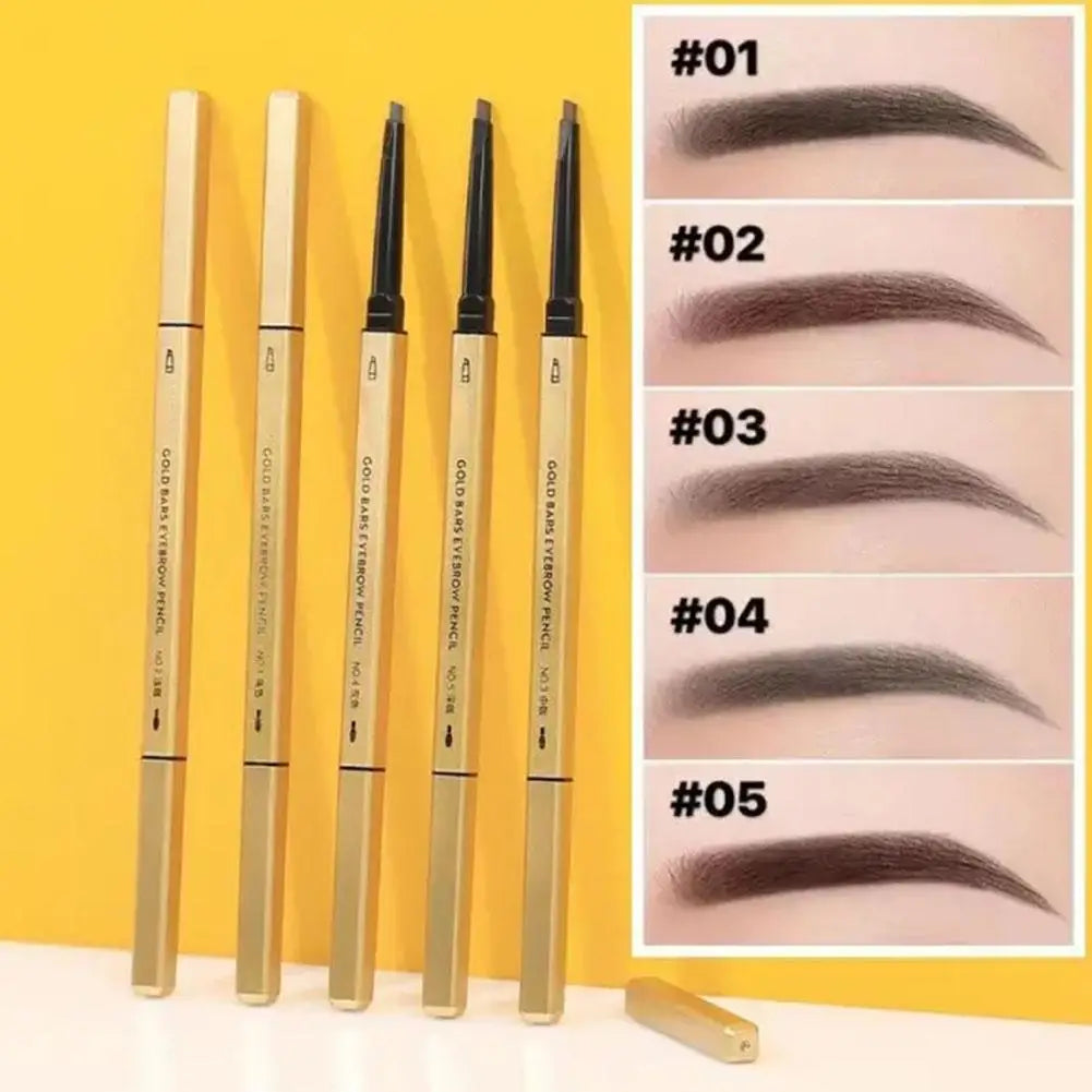 Natural Eyebrow Pencil 5 Colors Brown Double Head Long Lasting Waterproof Ultra Fine Eye Brow Pen Luxury Gold Cosmetic