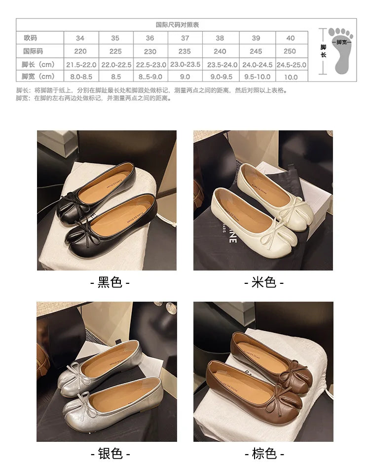 Summer Women's Bowknot Flat Tabi Ninja Shoes Pig Toe Slippers Lazy Person Horse Hoof Shoes Women Split Toe Mocassines Loafers