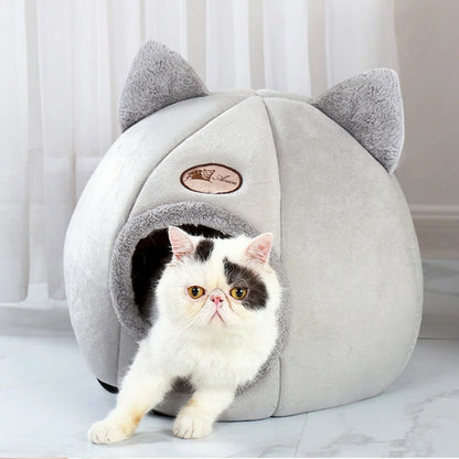 Pet bed with cat ears cat bed for small medium large cats Keep warm in winter  Comfortable and soft Machine washable