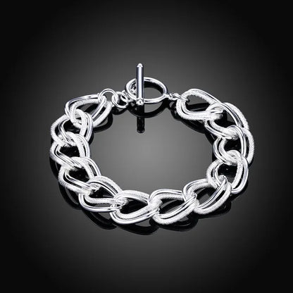 Fina 925 Pulseira de Prata Esterlina para Mulheres e Homens, Nobre Agradável Cadeia, Sólidos Encantos, Festa de Casamento Presente, Moda Jóias, Modelo Quente