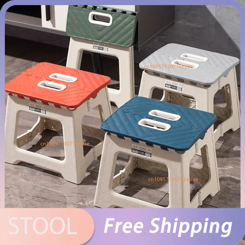 Portable Folding Stool Thickened Plastic Campstool Mini Hand Held Chairs Outdoor Activities Fishing Bench Household Space Saving