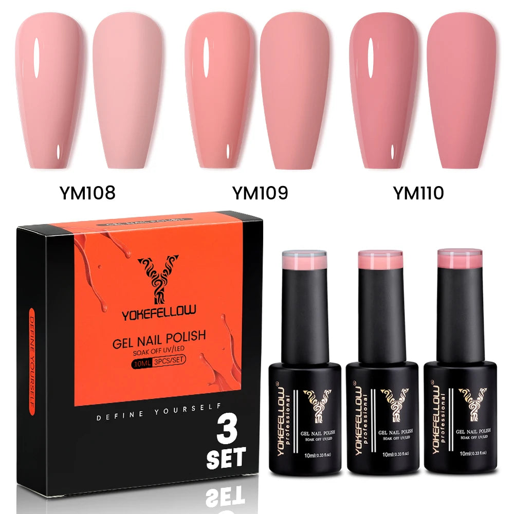 NEW YOKEFELLOW 10ml Crystal Jelly Nude Red Pink Gel Nail Polish Transparent Semi-permanent UV Gel Nail Art Soak Off Gel Varnish