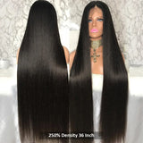 Peruca lace frontal cabelo humano liso HD 250% - densidade - longo luxo