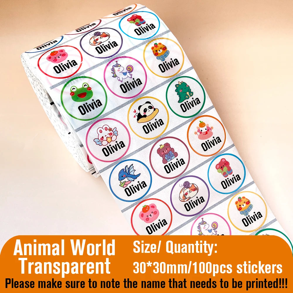 Custom Name Tag Sticker Waterproof Kawaii Stickers Decals Personalized First Name Label for Children School Stationery Bottle