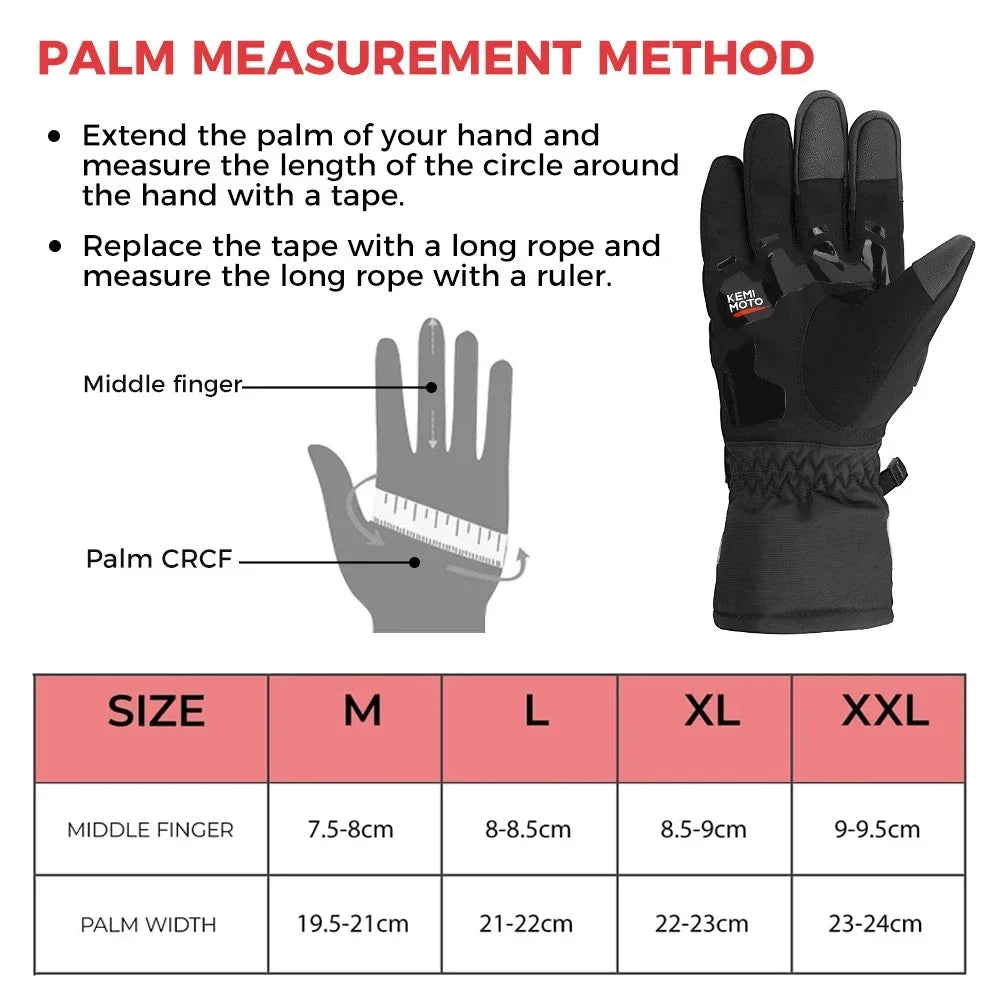 KEMiMOTO Winter Motorcycle Gloves CE Protective Black Guantes Moto Invierno Warm Touch Screen Waterproof Windproof Gloves