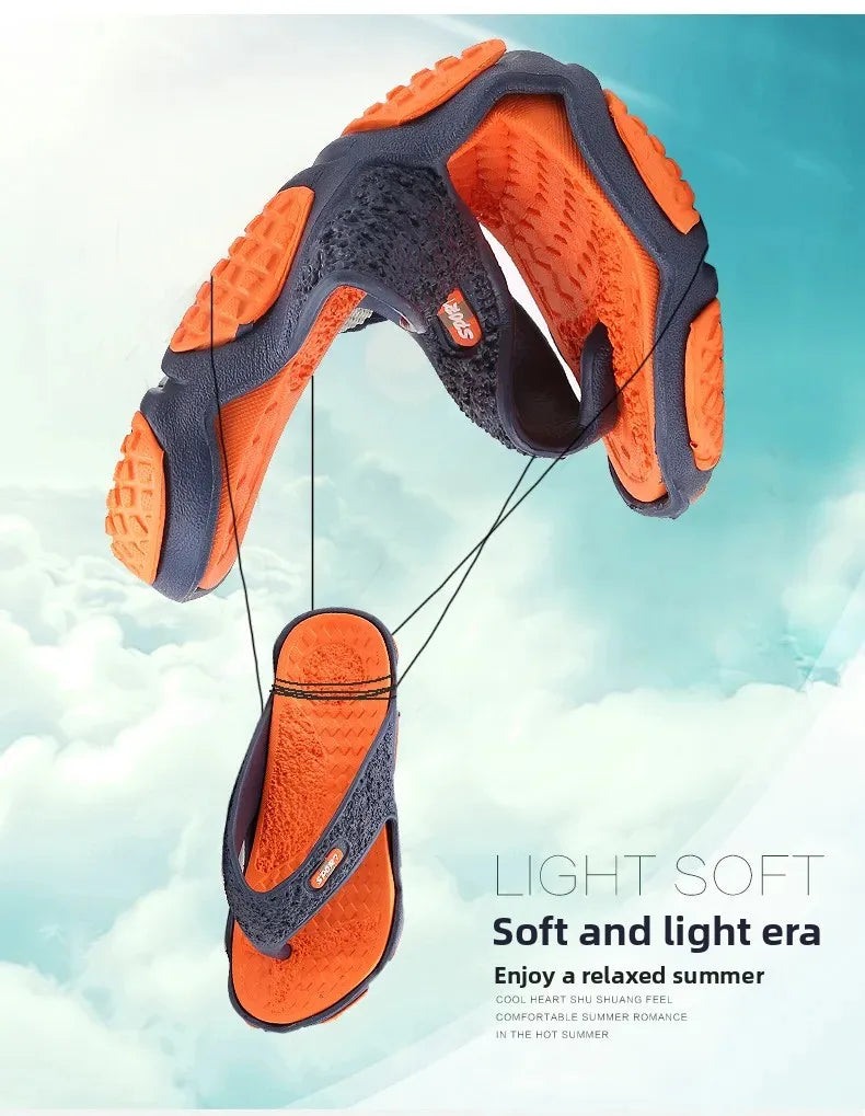 Men's Summer 2025 Trendy Flip Flops Beachwear Slippers Anti-slip Deodorant Casual Shoes Plastic Slip-On Sandals for Adults