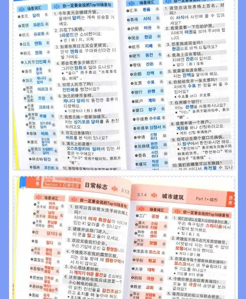 Pocket Book for Memorizing 10000 Korean Words Self Learning Korean Vocabulary Reference Book Learn Spoken Language Livro Art