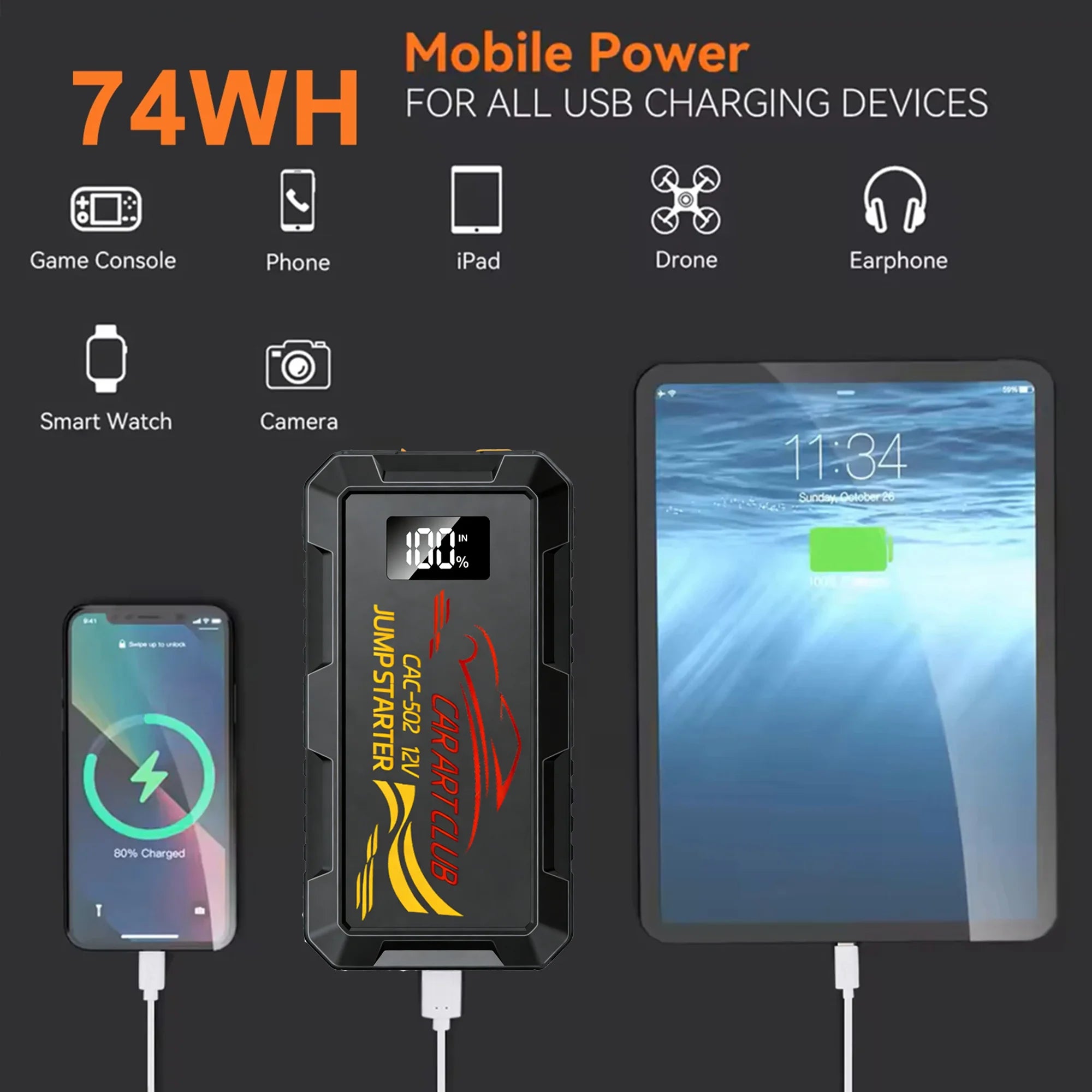 NEW Jump Starter Power Bank 6000A Portable Car Battery Starter For 12V Car Emergency Booster Starter Starting Device