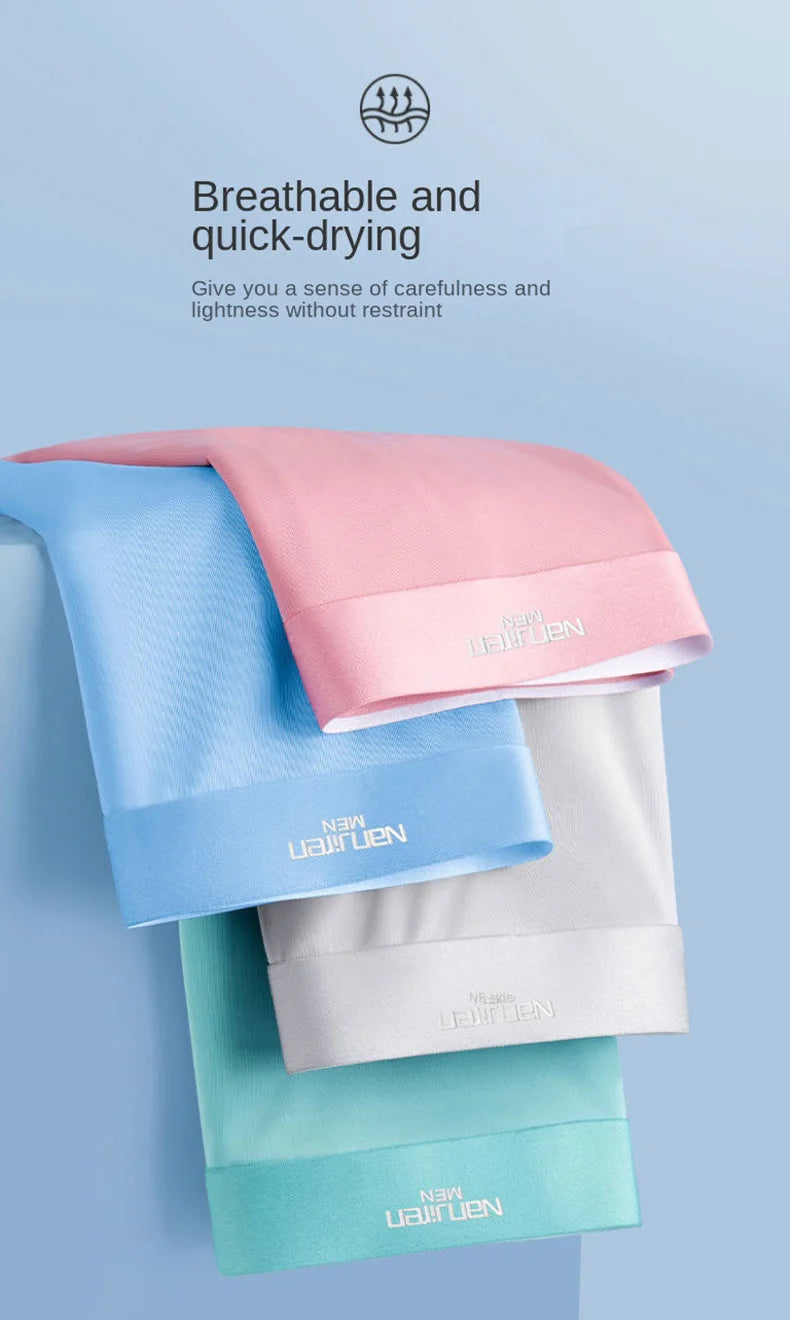 4pcs Boxers Men Underwear Ice Silk Boxer Graphene Man Underpants Breathable Men's Panties Ultrathin Male BoxerShorts Trunk