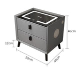 Nordic Style Smart Bedside Table with 2 Drawers 50cm Leather Nightstands with Wireless Charging Home Side Cabinet with USB
