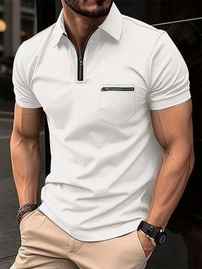 Summer Men's Polo Shirt Short Sleeve Pocket Zipper Personality Leisure Sports Outdoor Breathable Light Fashion Cardigan