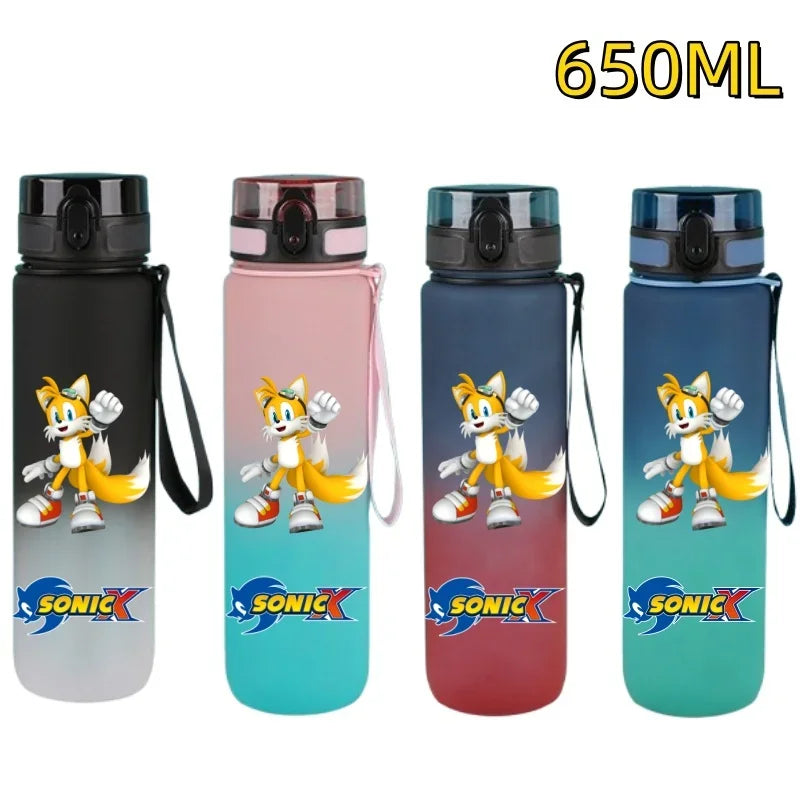 650ML Sonic Hedgehog Sport Water Bottle Large Capacity Cartoon Portable Plastic Water Bottle Drinking Cup Student Birthday Gifts