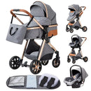 Luxurious Baby Stroller 3 in 1 Portable Travel Baby Carriage Folding Prams High Landscape Aluminum Frame Car for Newborn Baby