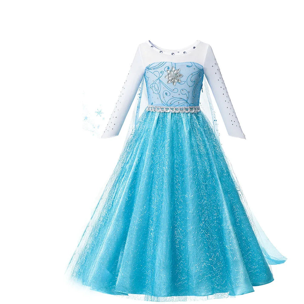 Fantasia da Anna para meninas, vestido de princesa para festa de aniversário, vestido de princesa para festa de carnaval, roupa infantil com estampa completa.