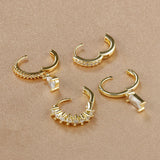 4PCS Colorful Cubic Zirconia Stainless Steel Hoop Earrings Set for Women Pendant Water Drop Earring Cartilage Piercing Jewelry