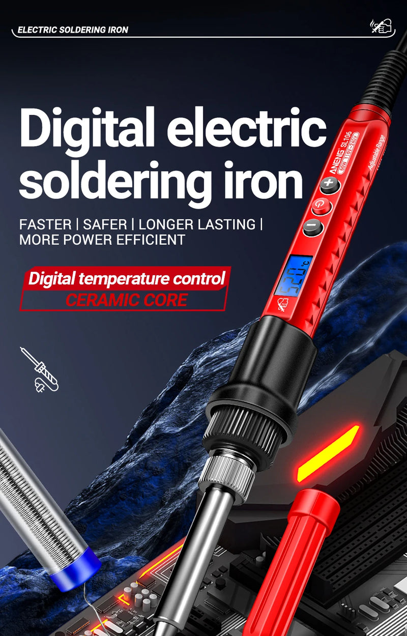 ANENG SL106 Electric Soldering Irons Adjustable Temperature Welding Solder Rework Station Heat Pencil Tip Repair Tools 110V/220V