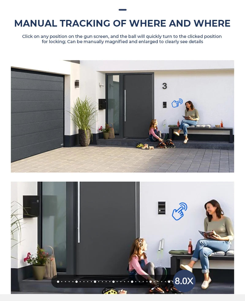 9MP PTZ Wifi Camera Three Lens Dual Screens Outdoor Surveillance CCTV Cameras Ai Human Detect Security IP Camera Auto Tracking