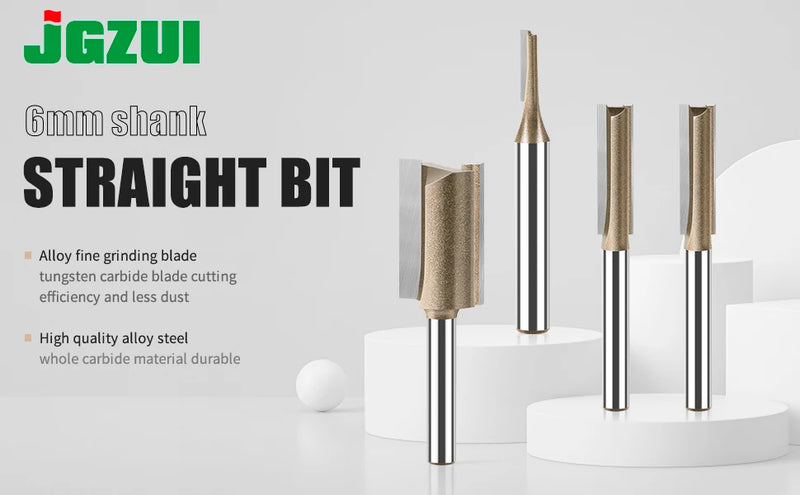6mm Shank CNC Straight Bit Flush Trim Single Double Flute Router Bit Tungsten Carbide Milling Cutter Woodworking Tools