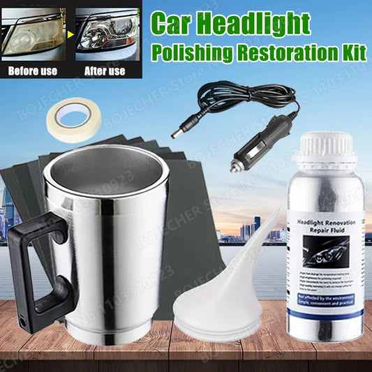 Car headlight polishing kit, 100ml/50ml, headlight restoration, liquid polymer, renewal repair, clean kit, automotive tool