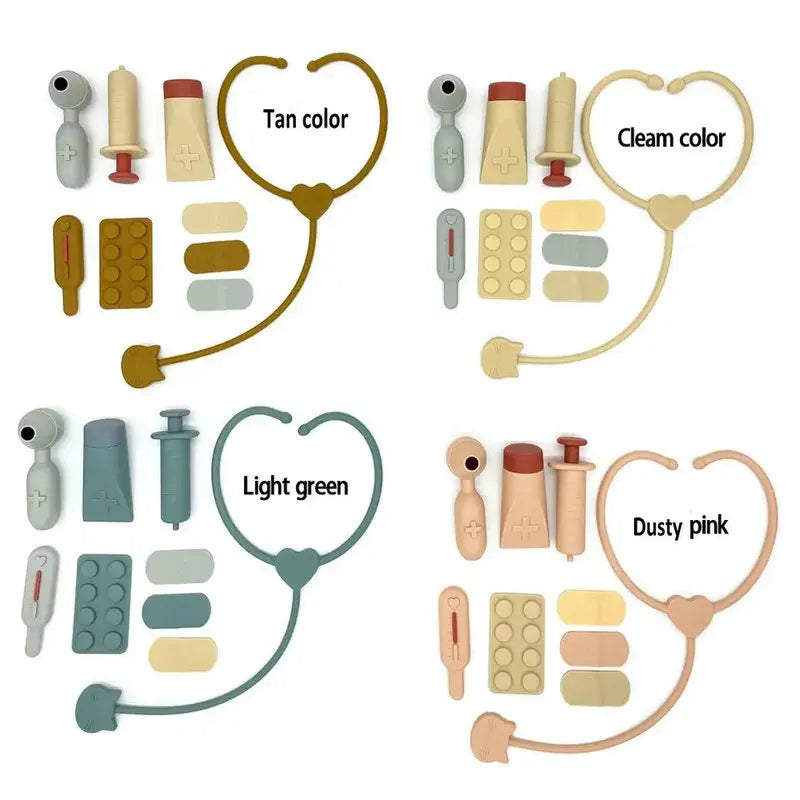 Doctor Toys Pretend Silicone Play Doctor Kit Food Grade Safety Nurse Set for Girls Boys Toddler Games Learning Toy
