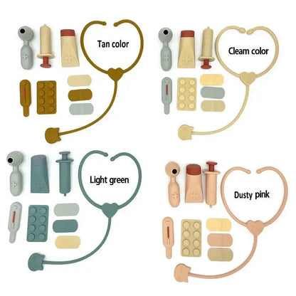 Doctor Toys Pretend Silicone Play Doctor Kit Food Grade Safety Nurse Set for Girls Boys Toddler Games Learning Toy