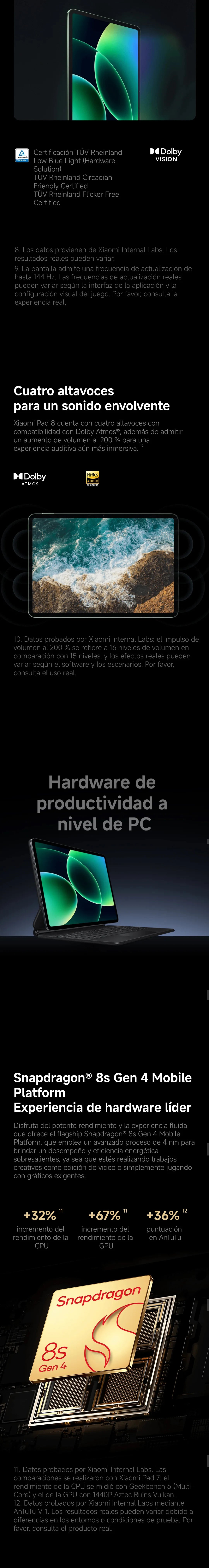 Tablet Xiaomi pad 8 11.2 polegadas 3.2K 144Hz - Snapdragon 8s Gen 4 bateria de 9200 mAh wi-fi 7