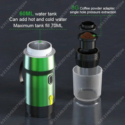 Electric Portable Coffee Machine Portable Italian Espresso Machine for Car & Home 3-in-1 Capsule Powder Travel Coffee Maker