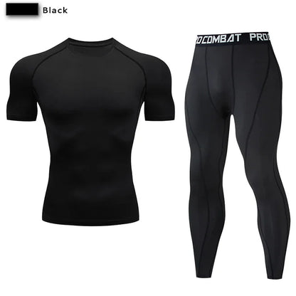 Terno Sportswear Compressão para Homens, Conjuntos de Yoga Esportes Apertados, Treino Ginásio, Jogging, MMA Fitness Vestuário, Calças de Treino, Terno Esportivo, 2PCs