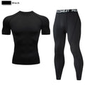 Traje deportivo de compresión para hombre, conjunto deportivo ajustado de yoga, entrenamiento en gimnasio, jogging, ropa deportiva MMA, pantalones de entrenamiento, traje deportivo (2 piezas) 