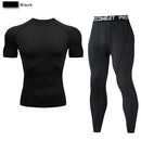 Traje deportivo de compresión para hombre, conjunto deportivo ajustado de yoga, entrenamiento en gimnasio, jogging, ropa deportiva MMA, pantalones de entrenamiento, traje deportivo (2 piezas) 