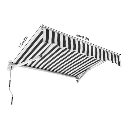 Manual Outdoor Awning with Crank Handle, Retractable Waterproof Canopy, Door and Window Awnings, 2x1.5m 