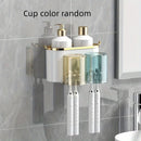 Toothbrush Holder With Squeezer Perforation-free Bathroom Shelf Mouthwash Cup Toothbrush Holder