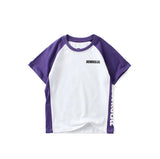 2022 Summer Korean Style Children T-Shirts Fashion Splicing Letter Design Kids Short Sleeve Tops Pure Cotton Children's Clothes