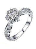 Super Shining Women Fashion Ring Exquisite Silver Color Inlaid Round Flower Stones Wedding Rings for Women Engagement Jewelry