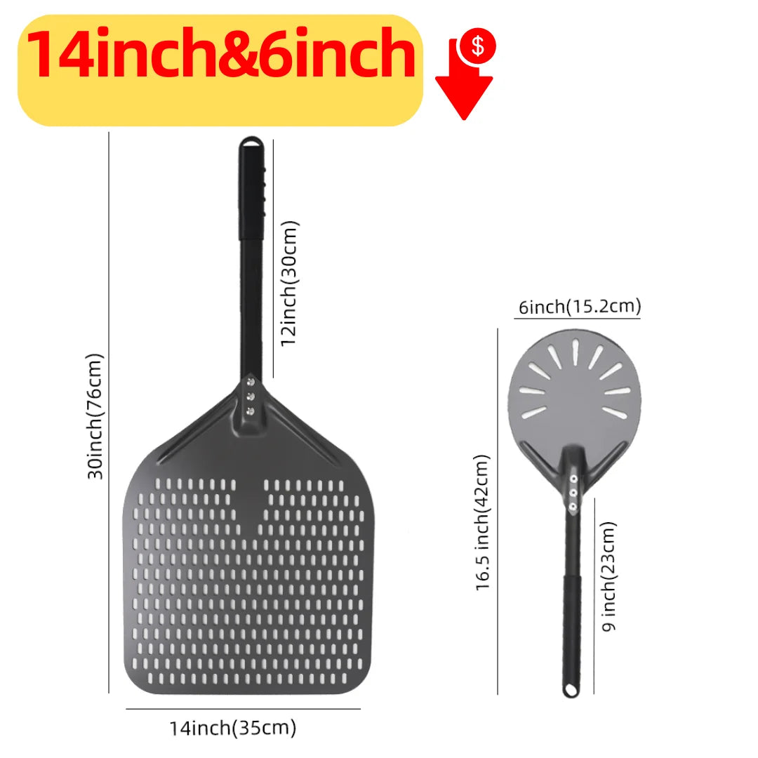 6&12 13 14  Inch Pizza Perforated Shovel Paddle Pizza Oven Turning Peel Hard  Anodized Pizza  Baking Kitchen Tool Spatula