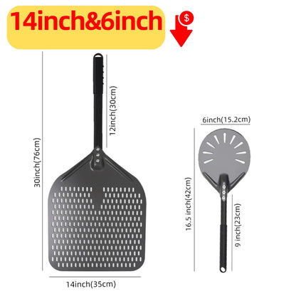 6&12 13 14  Inch Pizza Perforated Shovel Paddle Pizza Oven Turning Peel Hard  Anodized Pizza  Baking Kitchen Tool Spatula