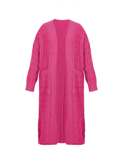 Plus Size Women's Sweater Fashion Casual Cardigan Solid Colour Knitted Sweater Cardigan with Pocket Autumn and Winter Best