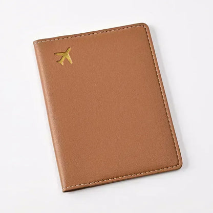 Women Men Card Passport Cover Case Flight Ticket Clip Passport Wallet PU Leather Solid Color Id Holder Passport Holder Purses
