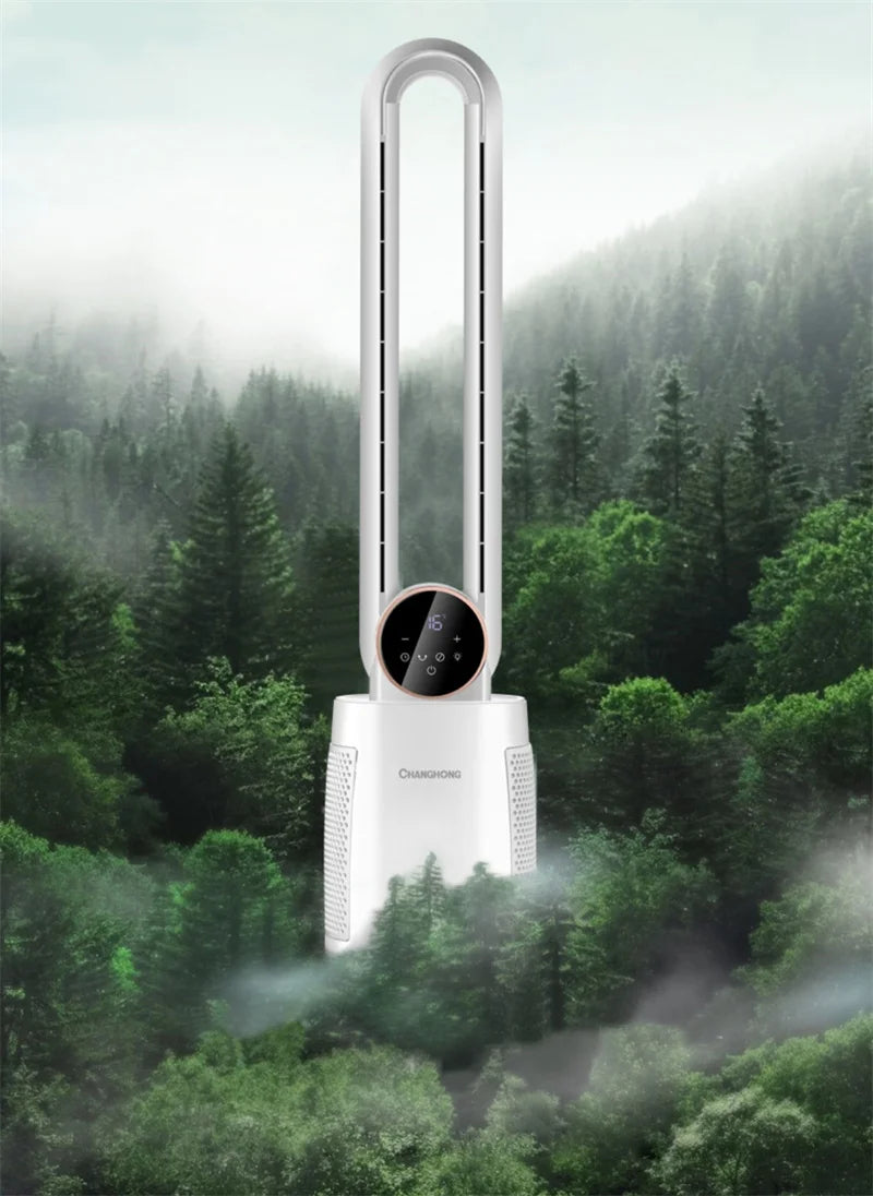 Household Bladeless Fan Wind Air Conditioner Cooling Fan Vertical Shaking Head Electric Fans Standing Fan with Remote Control