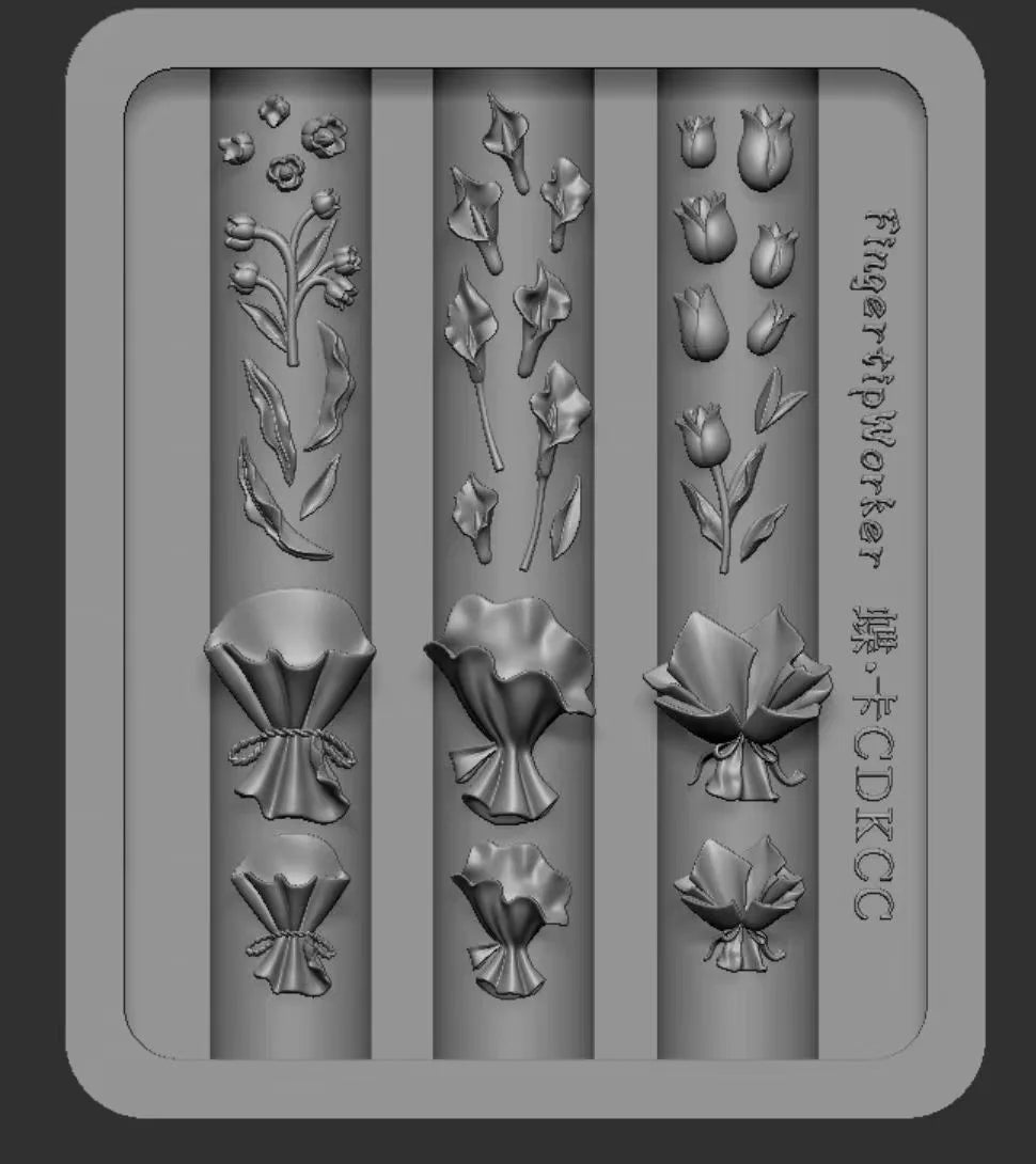 1Pc Chain Ice Flower Fox Spoon Fork Dragon Snake Butterfly 3D Acrylic Mold Nail Art Decorations  DIY Design Silicone Nails Mold
