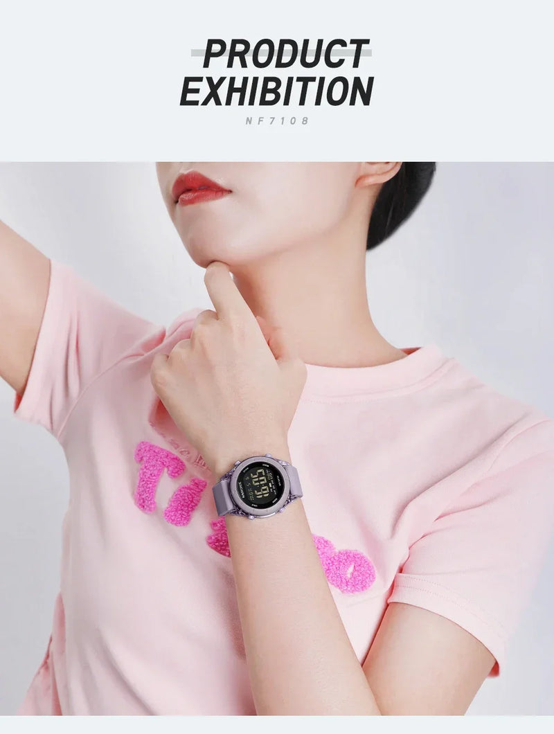 NAVIFORCE NF7108 Casual Wild Ladies Watch 50m Waterproof LCD Digital Display Electronic Silicon Strap Female Clock